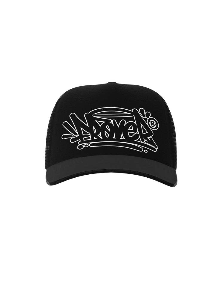 Trucker Hat Tag Outline Negro